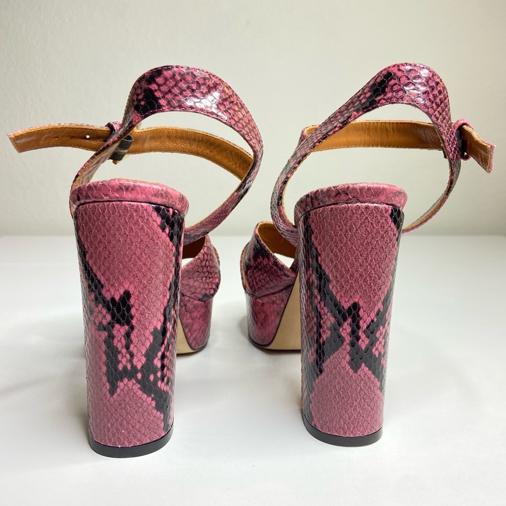 Paris Texas Pink Python Embossed Platform Sandals - image 4